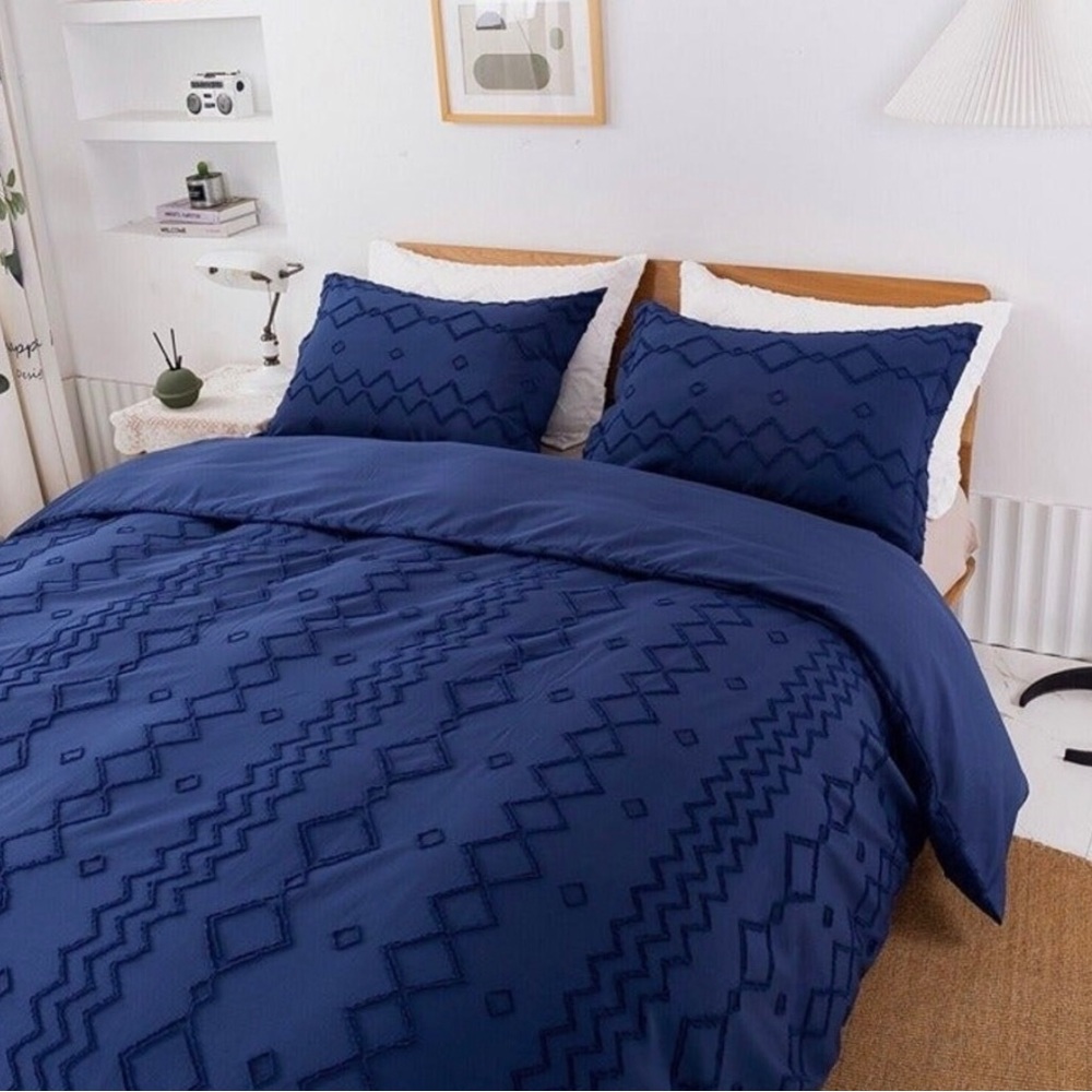 Duvet Cover Set for Comforter Blue Colors Ultra Soft 3PC Queen-size